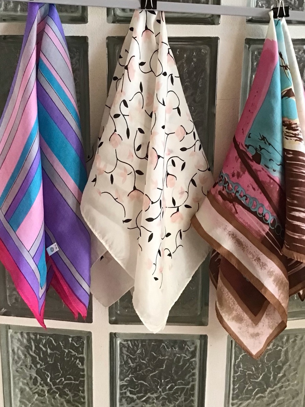 3 Small Silk Scarves. 🩷🩵🧡